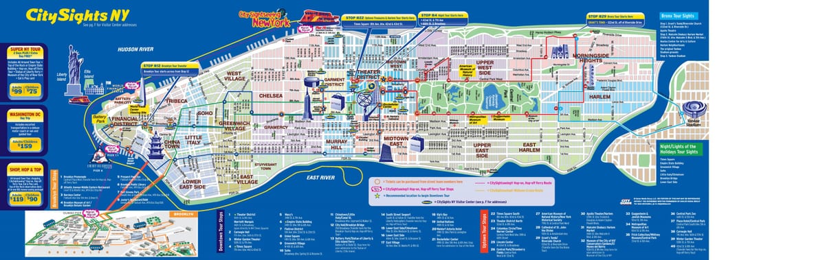 ニューヨーク観光バス路線図