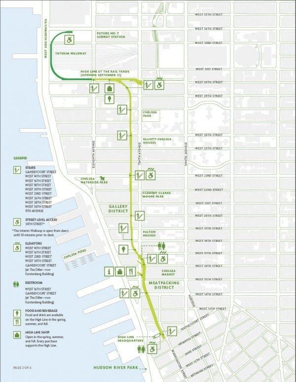 ハイラインニューヨークの地図