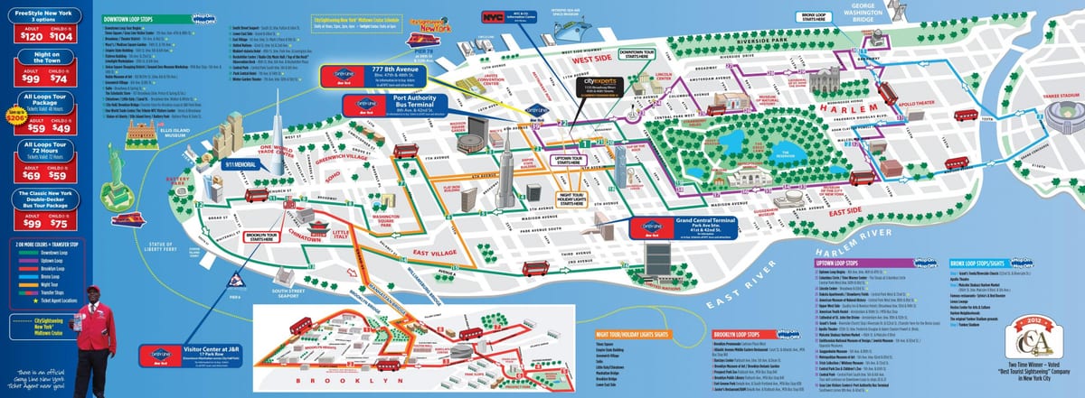 ニューヨークのファミリー向けホテバス路線図