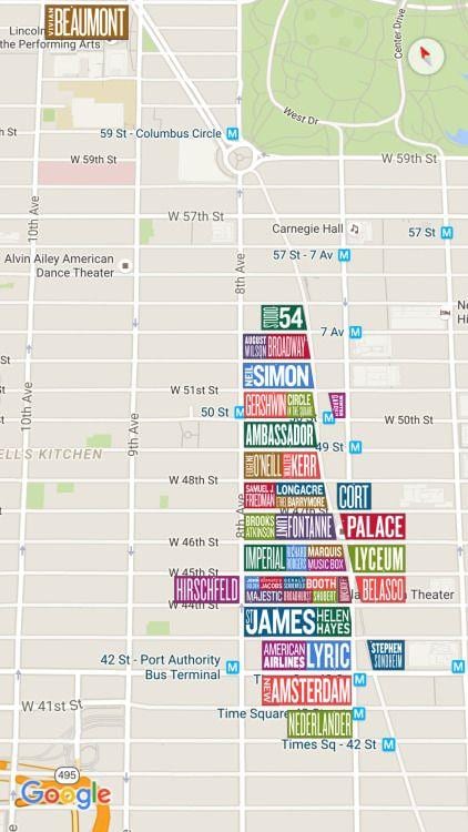 ブロードウェイのニューヨークの地図