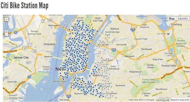 シティバイクの地図NYC