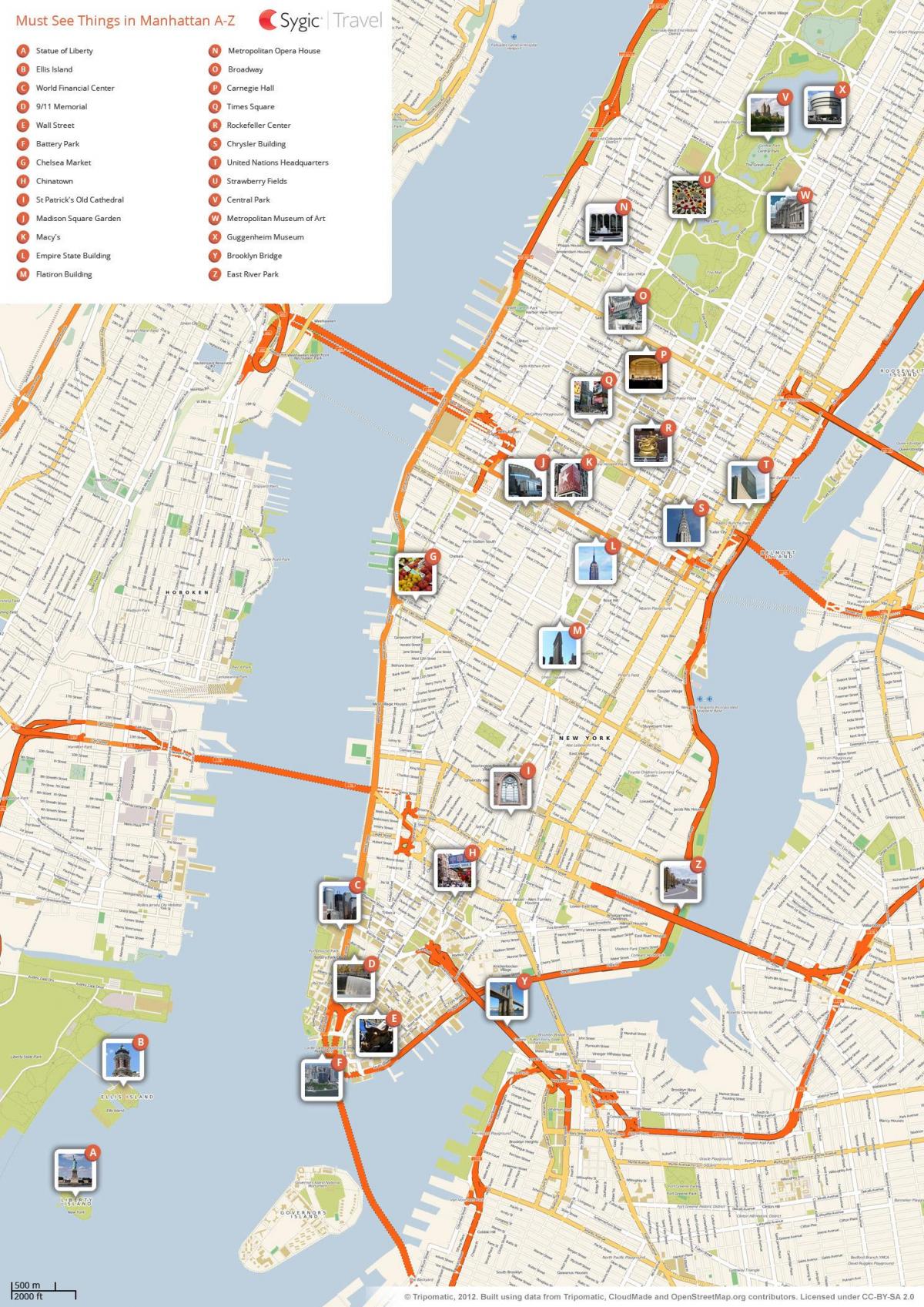 ニューヨーク市の観光名所の地図