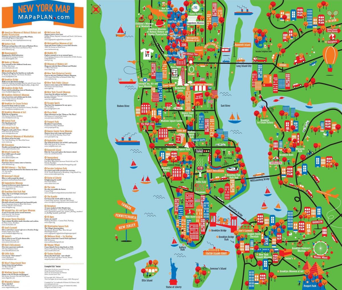 ニューヨークの観光名所の地図
