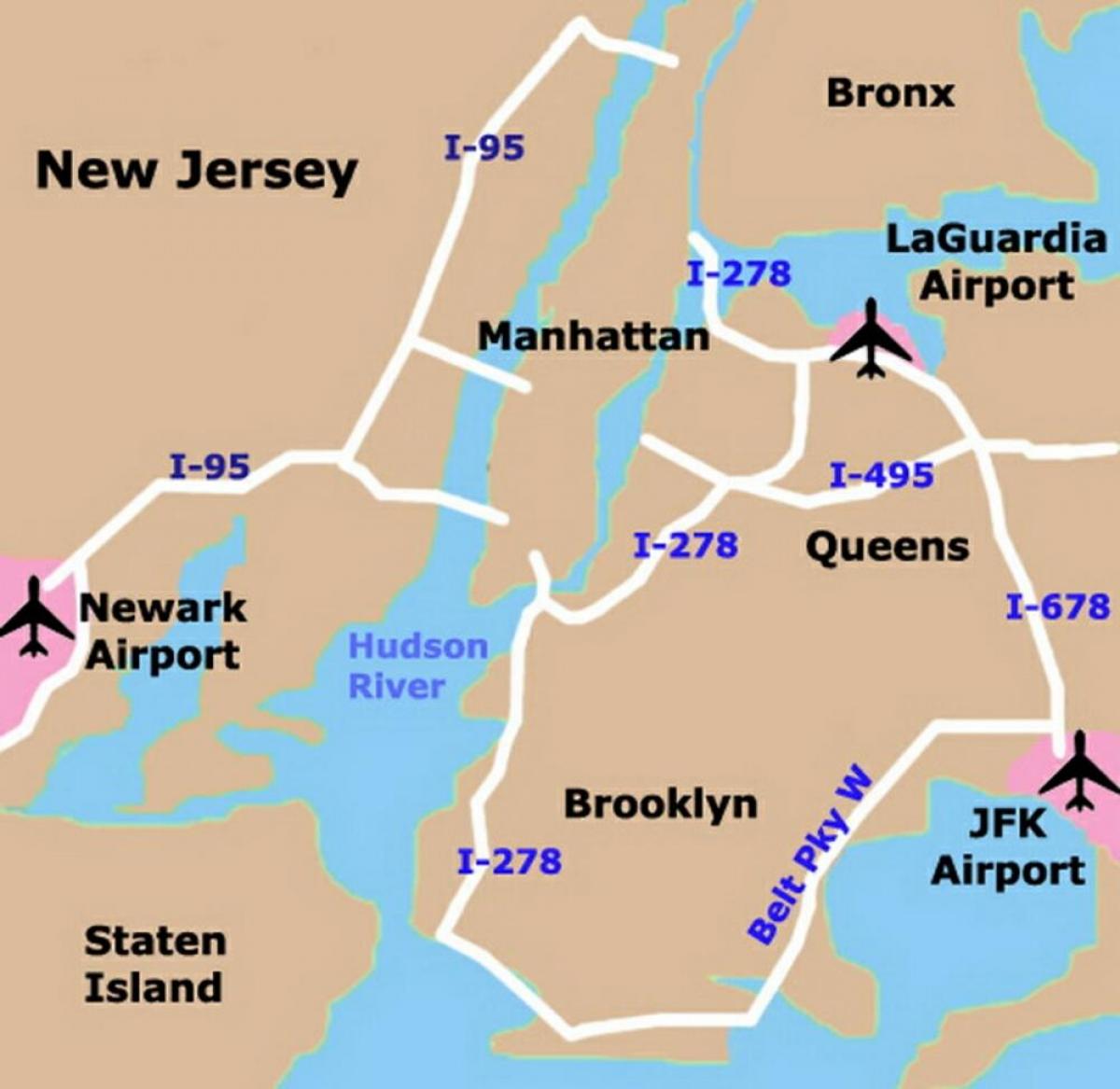 ニューヨーク地域空港地図