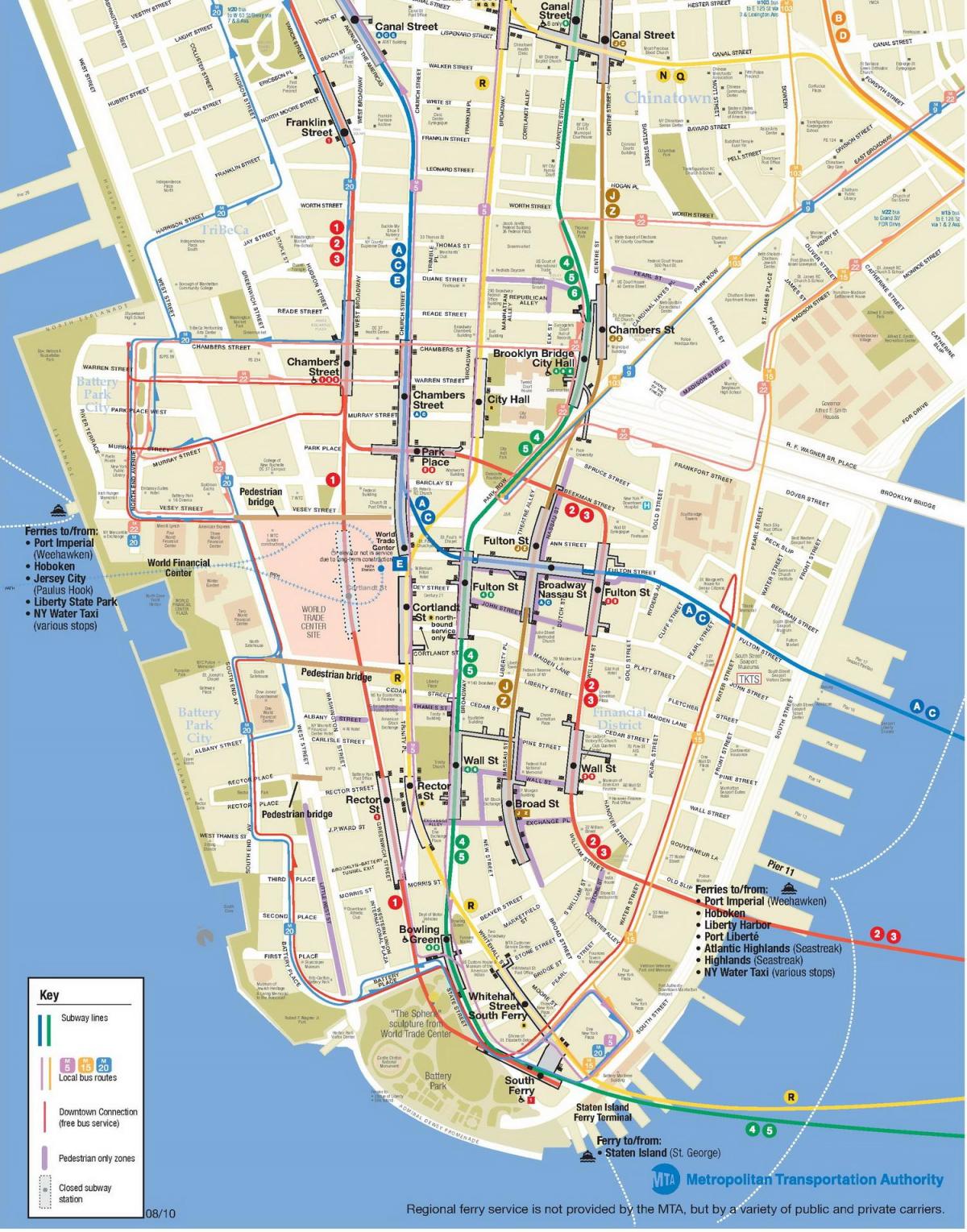 印刷用地図の繁華街ニューヨーク市