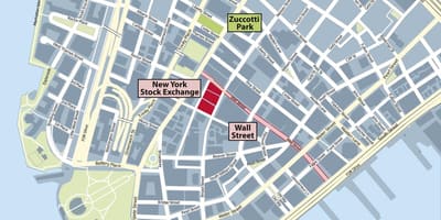 ウォール街ニューヨークの地図